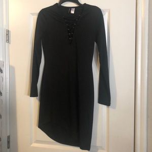 Black dress with lace-up front